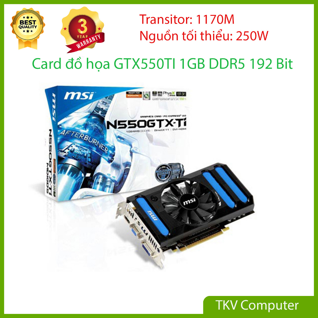 Card đồ họa MSI GTX550TI Armor 1GB DDR5 192bit - Max setting LMHT Dota FF04 CSGo Genshin - Mạnh hơn 650 5% - GTX 550TI