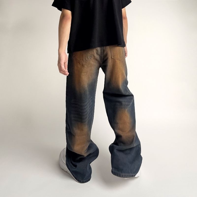 BROWN WHASH BAGGY JEANS quần jeans wash nâu 1001