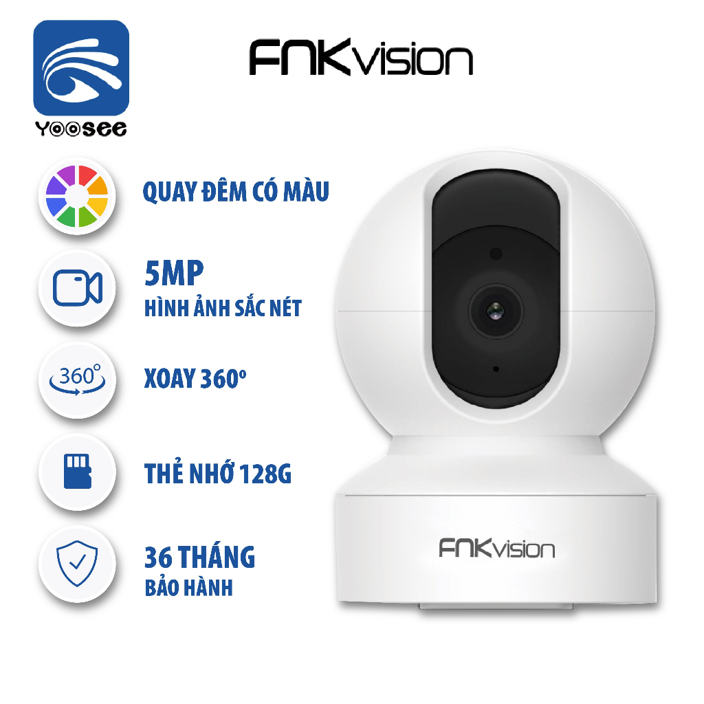 Camera Wifi Fnkvision siêu nét YOOSEE U2 5MP xoay 360° đàm thoại 2 chiều, quan sát toàn cảnh bảo hành 36 tháng