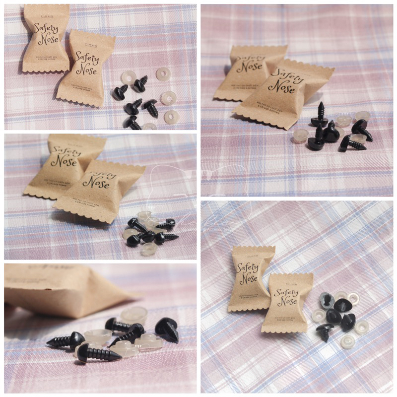 Set 5 cái mũi thú bông có chốt, đệm làm thú len amigurumi size 6x8mm-13x17mm