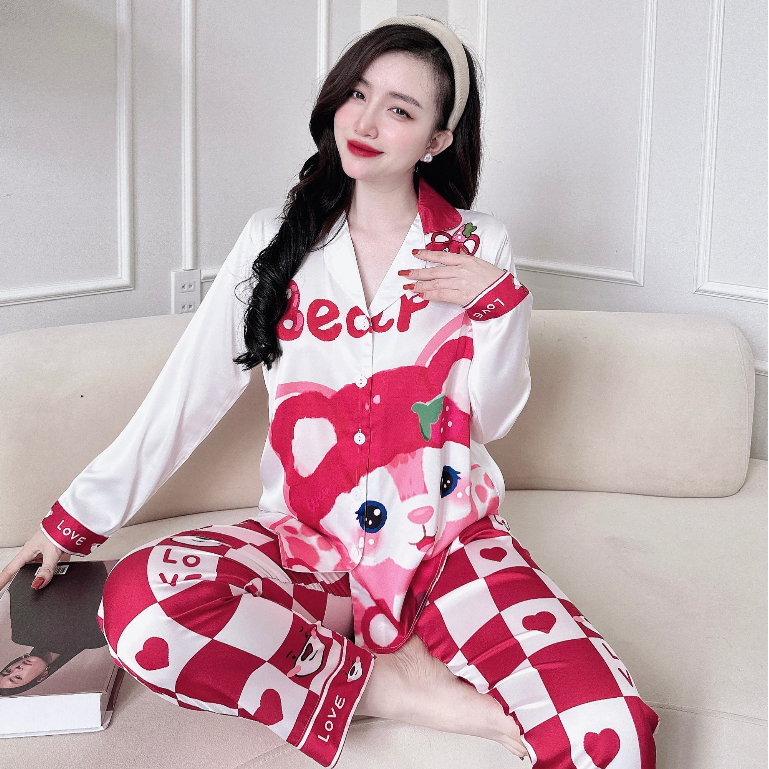 Pijama Nữ SOJJUN Quần Dài Tay Dài Lụa Latin Thiết Kế 40-65kg
