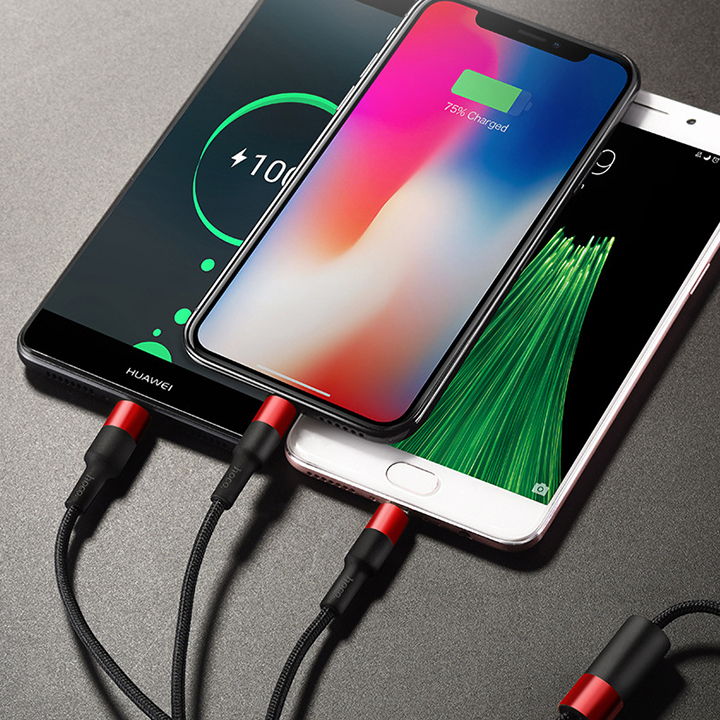 Cáp sạc Hoco đa năng cho điện thoại thông minh,máy tính bảng-tích hợp công nghệ sạc nhanh-Chân cắm Micro, TypeC, Litning