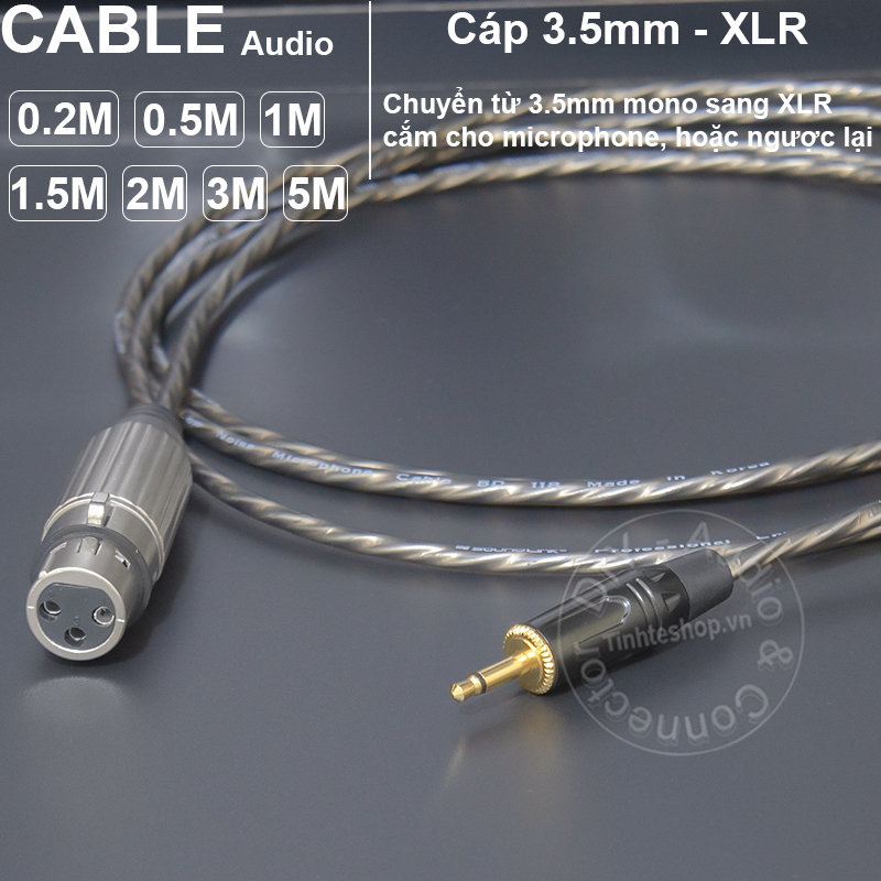 Dây 3.5mm mono sang canon cái DIY cắm microphone cho Máy trợ giảng Loa kéo Âm ly mini - 1/8 mono to XLR female