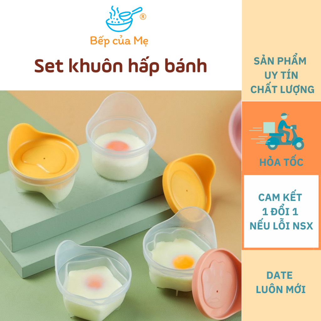 Khuôn hấp trứng làm bánh cho bé, làm Caramen thạch Flan kèm chổi quét silicon, Shop Bếp Của Mẹ