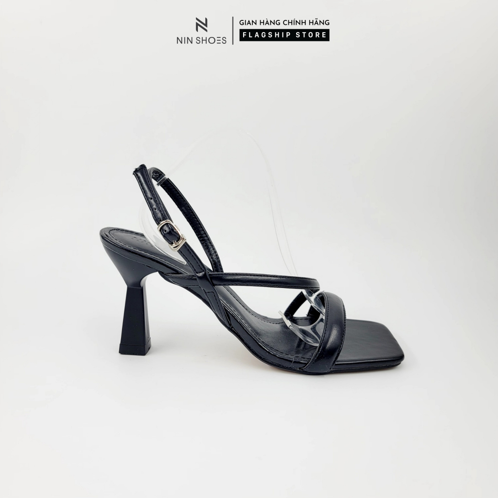 Giày nữ Ninshoes - Giày Sandal cao gót 5p gót nhọn bầu mũi vuông quai nhỏ chéo hot trand 2023