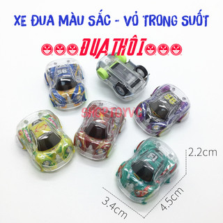 Xe đồ chơi xe đua mini car trong suốt động cơ dây cót