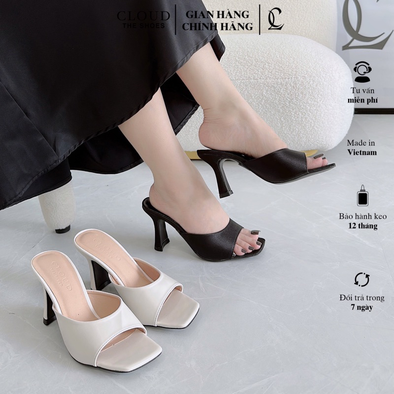 Giày cao gót nữ CL quai bầu gót vuông 8cm