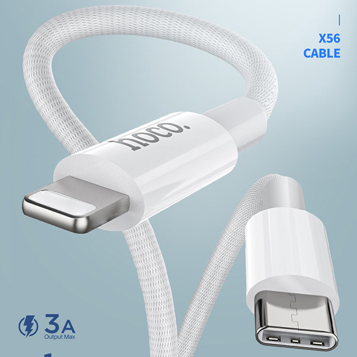 Cáp sạc nhanh chân cắm TypeC - iP dành cho điện thoại thông minh, bọc dù siêu bền, hãng Hoco - tích hợp sạc nhanh