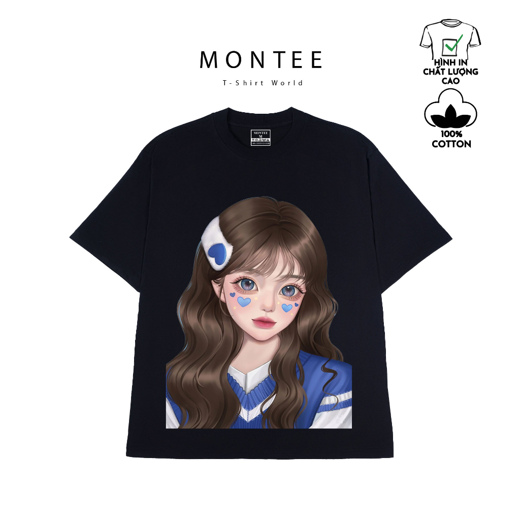 Áo nữ cá tính áo thun đẹp nam nữ áo thun tay lỡ unisex áo form rộng 100% cotton MONTEE MT43 The Girl
