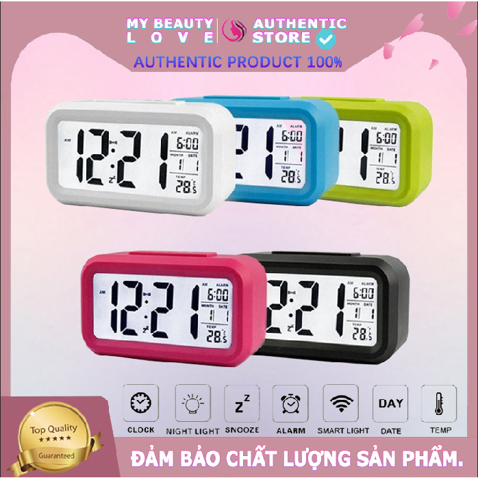 Đồng hồ báo thức điện tử kỹ thuật số để bàn với đèn LED nền cảm biến đa chức năng LC01