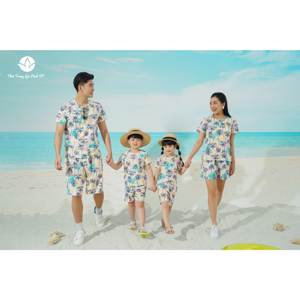 Bộ đồ đi biển quần đùi áo cộc tay nam chất cotton Việt Thắng B43.2204 - B43.2205