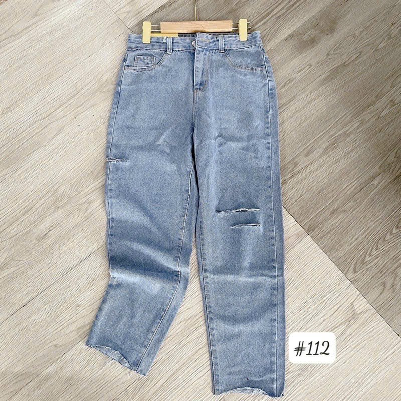 Quần baggy jean nữ rách đùi tua lai lưng cao hàng VNXK thời trang bigsize 2KJEAN MS109RACH