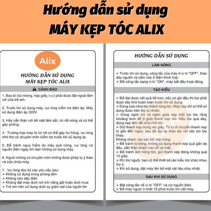 Máy Ép Tóc ALIX Kẹp Duỗi Thẳng Tạo Kiểu Đa Năng An Toàn Sử Dụng