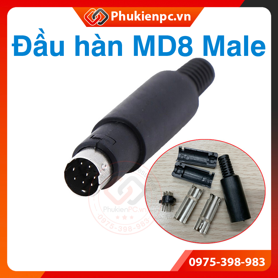 Đầu hàn cáp PLC MD8 DIN 8Pin Đực chân tròn hàn cáp lập trình máy PLC máy ảnh quay phim Camera máy y tế thiết bị đo lường