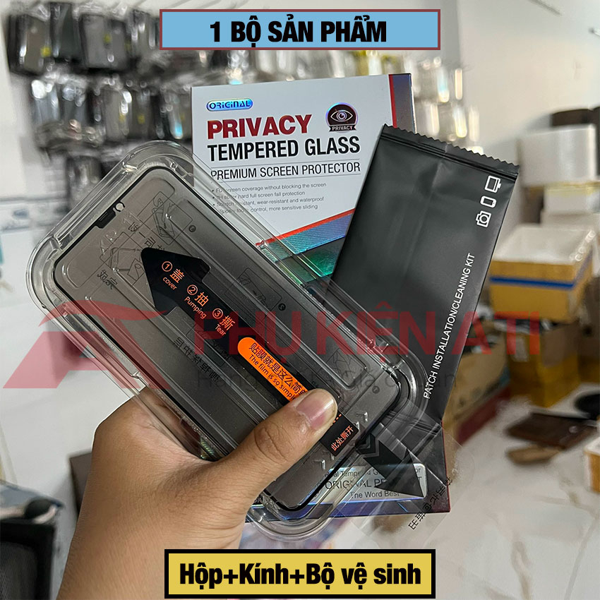 Kính cường lực Kingkong Chống nhìn trộm Khung Tự dán Tự hút bụi iPhone cho 15 Promax 12 Pro max 13Promax 11Promax Xsmax