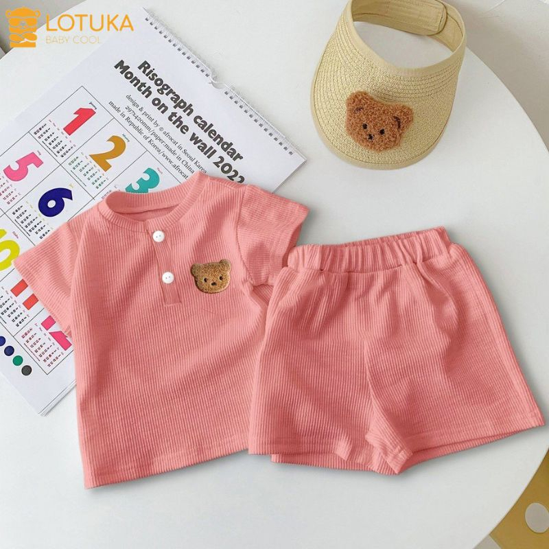 Bộ Quần Áo Cộc LOTUKA, Chất Liệu Tăm Lạnh Mềm Mịn Thoáng Mát Size 4-18kg