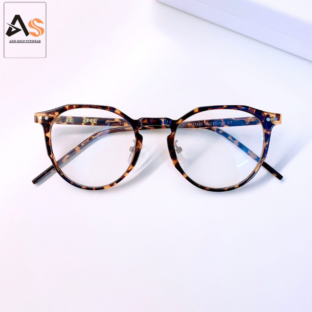Kính tròn nam nữ thanh lịch gọng nhựa dẻo kết hợp kim loại kiểu dáng sang trọng 171300