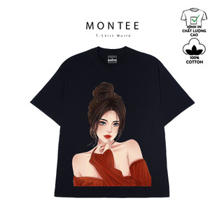 Áo nữ cá tính áo thun đẹp nam nữ áo thun tay lỡ unisex áo form rộng 100% cotton MONTEE MT53 The Girl