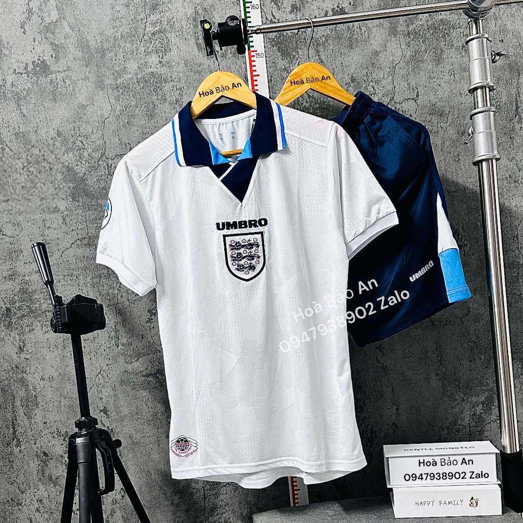 Bộ Quần Áo Bóng Đá Đội tuyển Anh 1998 cao cấp mới nhất quần có túi - vải Polyestes cao cấp