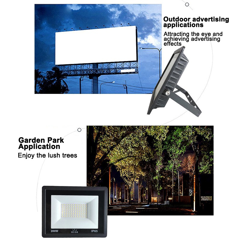 Đèn Led Pha 200W 300W ngoài trời, IP66 Chống thấm Đèn Hắt Sân Vườn Siêu Sáng, 220V