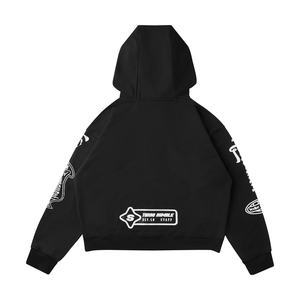 Áo hoodie zip SLY Racing màu đen