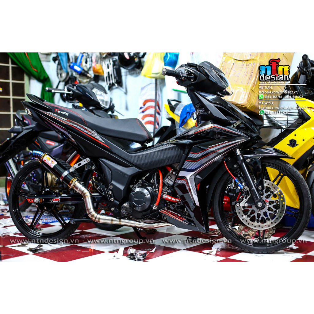 Tem rời Winner V1 xe đen - mẫu Rs xám đỏ đơn giản - không bay màu