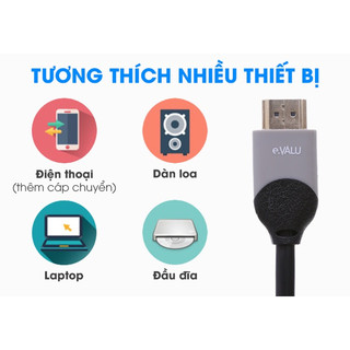 Cáp HDMI 2.0 Tròn 2.0m eVALU DS201-WB