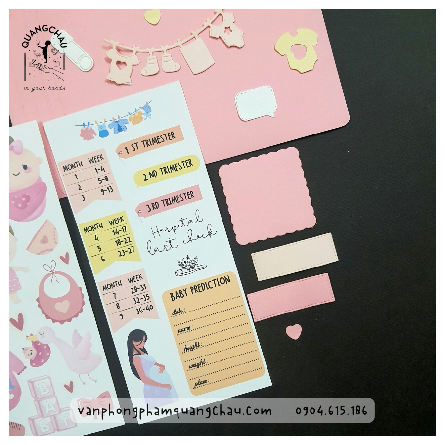 Set nguyên liệu scrapbook, album thai kỳ, baby cho mẹ và bé