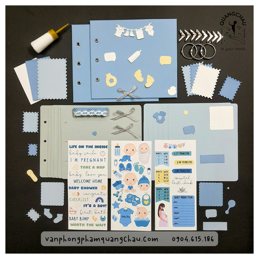 Set nguyên liệu scrapbook, album thai kỳ, baby cho mẹ và bé