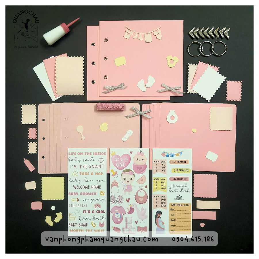 Set nguyên liệu scrapbook, album thai kỳ, baby cho mẹ và bé