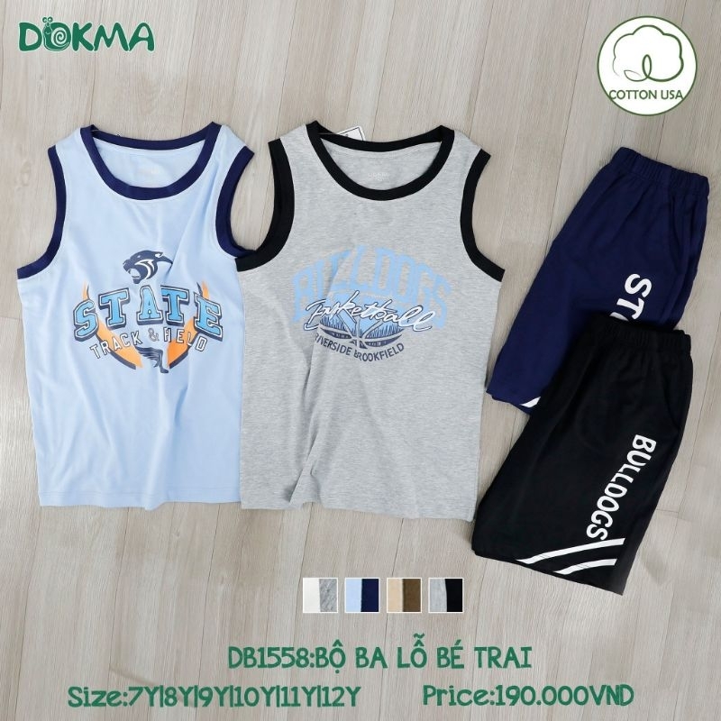 Bộ ba lỗ, sát nách Kids bé trai dokma 7-12Y DB1558