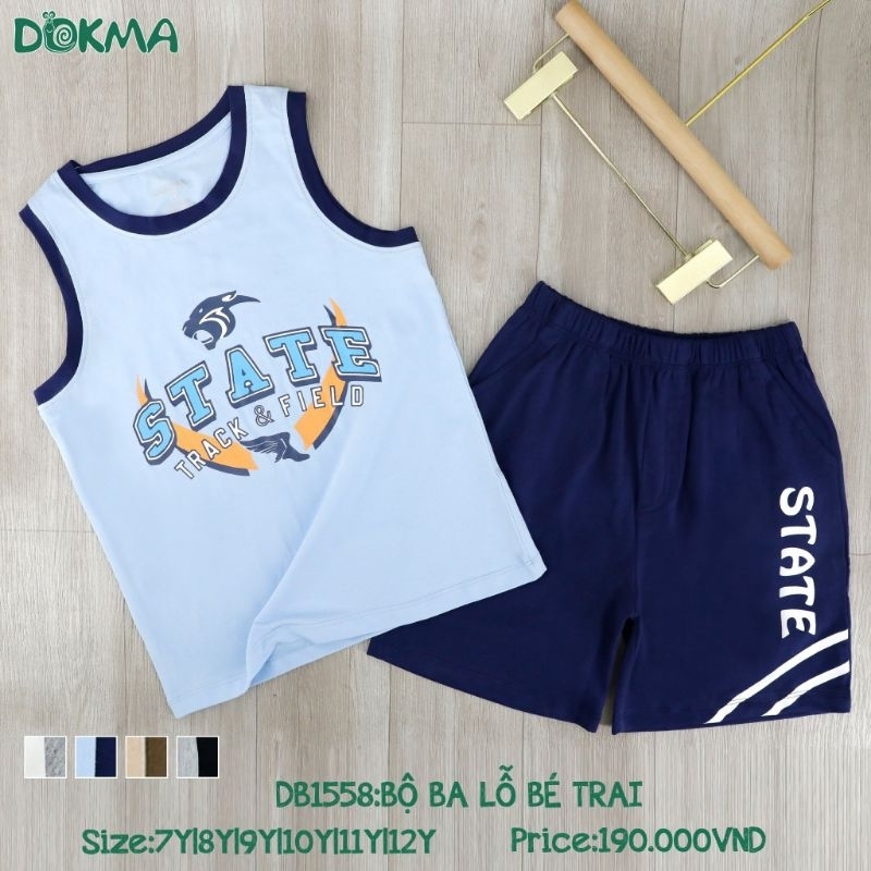 Bộ ba lỗ, sát nách Kids bé trai dokma 7-12Y DB1558