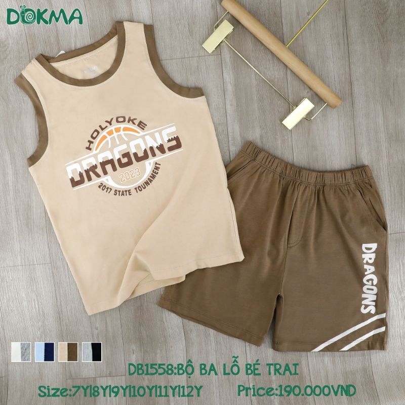 Bộ ba lỗ, sát nách Kids bé trai dokma 7-12Y DB1558