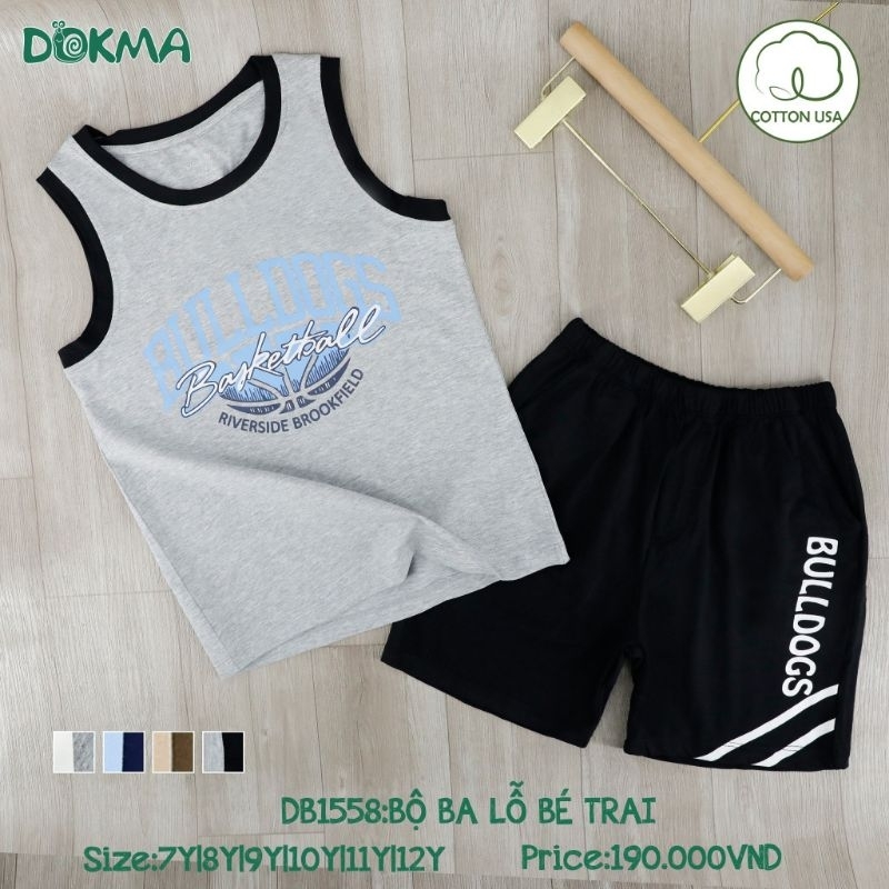 Bộ ba lỗ, sát nách Kids bé trai dokma 7-12Y DB1558