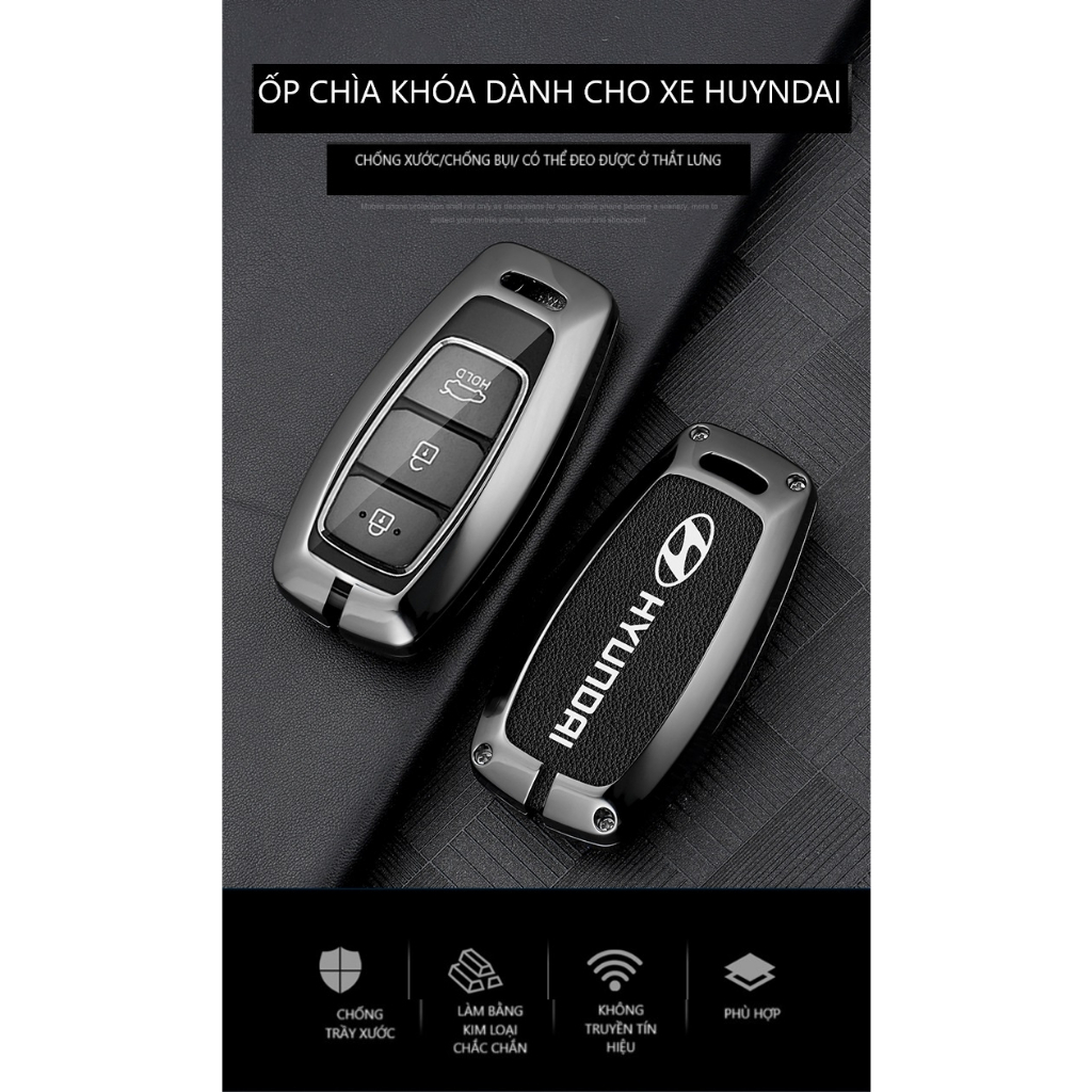 Ốp chìa khóa Hợp kim cao cấp  Hyundai Accent, Kona, Santafe, Elantra 2023