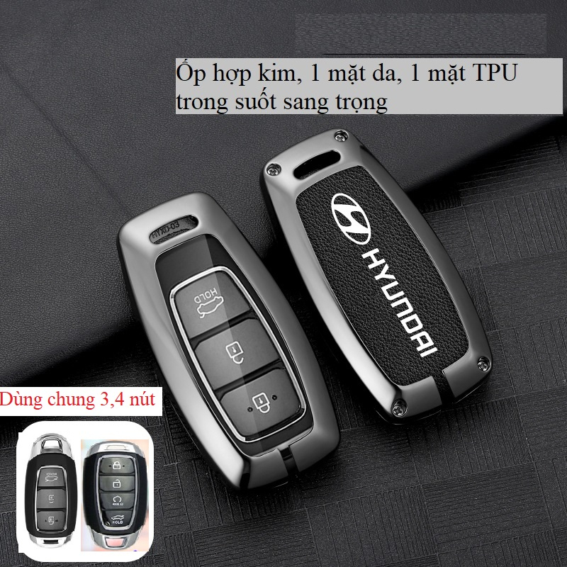 Ốp chìa khóa Hợp kim cao cấp  Hyundai Accent, Kona, Santafe, Elantra 2023