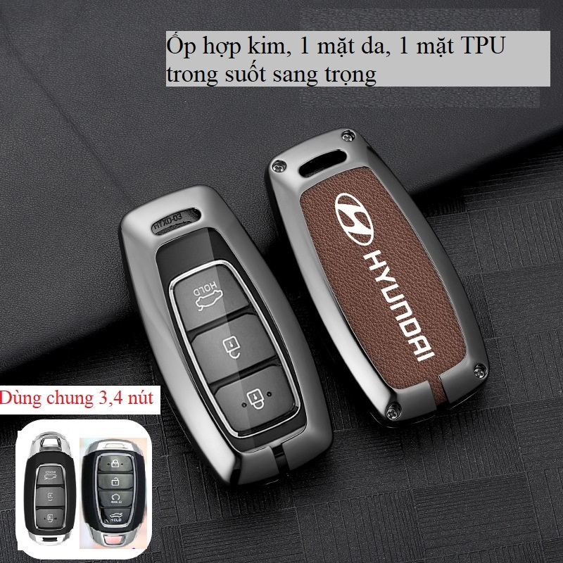 Ốp chìa khóa Hợp kim cao cấp  Hyundai Accent, Kona, Santafe, Elantra 2023