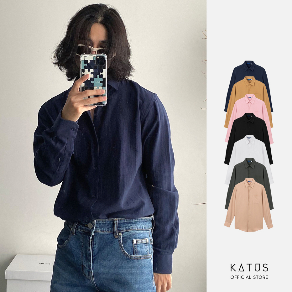Áo Sơ Mi HB Tay Dài Phối Túi Linen - Katus Store 00516