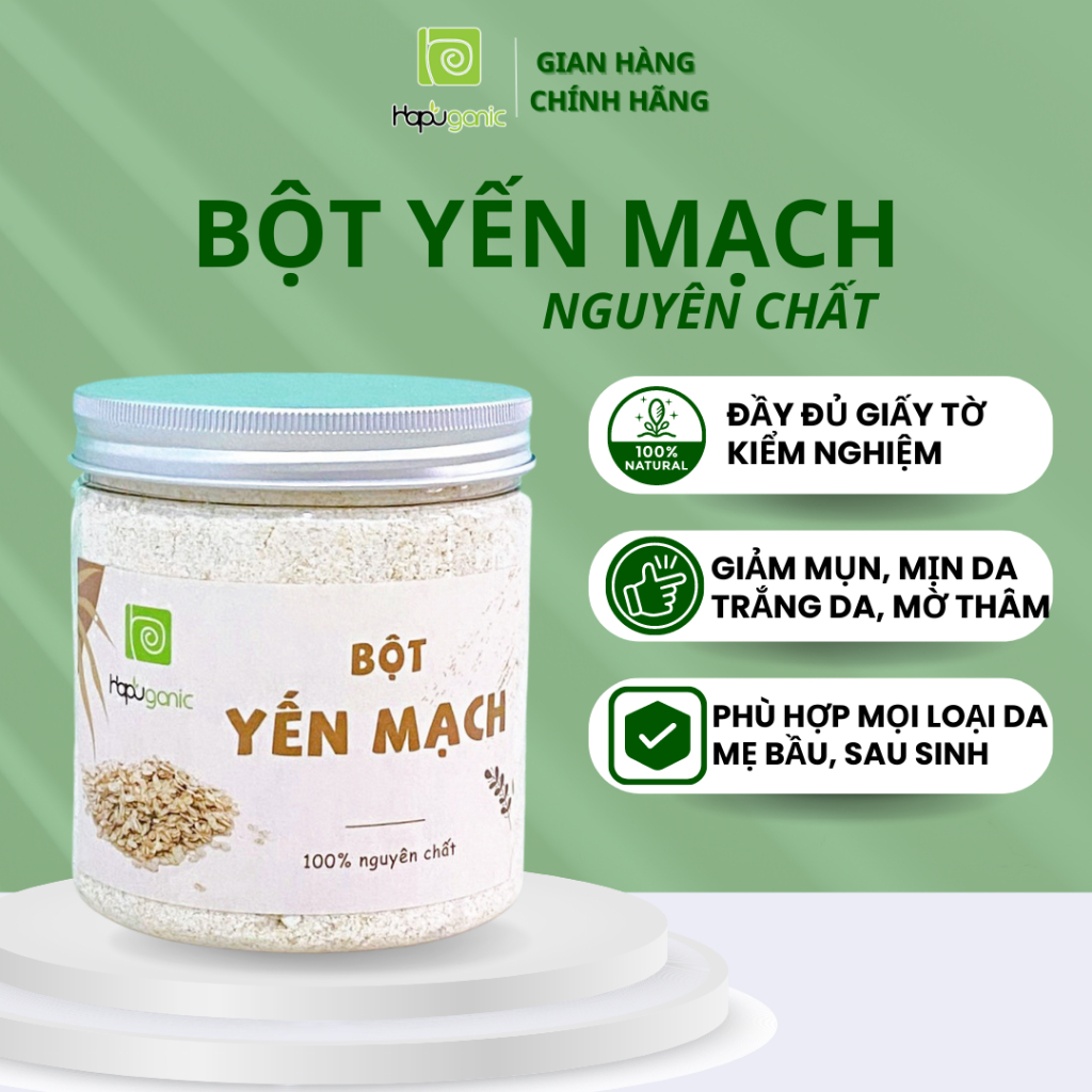 DẠNG HŨ Bột Yến Mạch Thiên Nhiên HaPu Organic Mặt Nạ Bột Thiên Nhiên 100g DƯỠNG TRẮNG DA