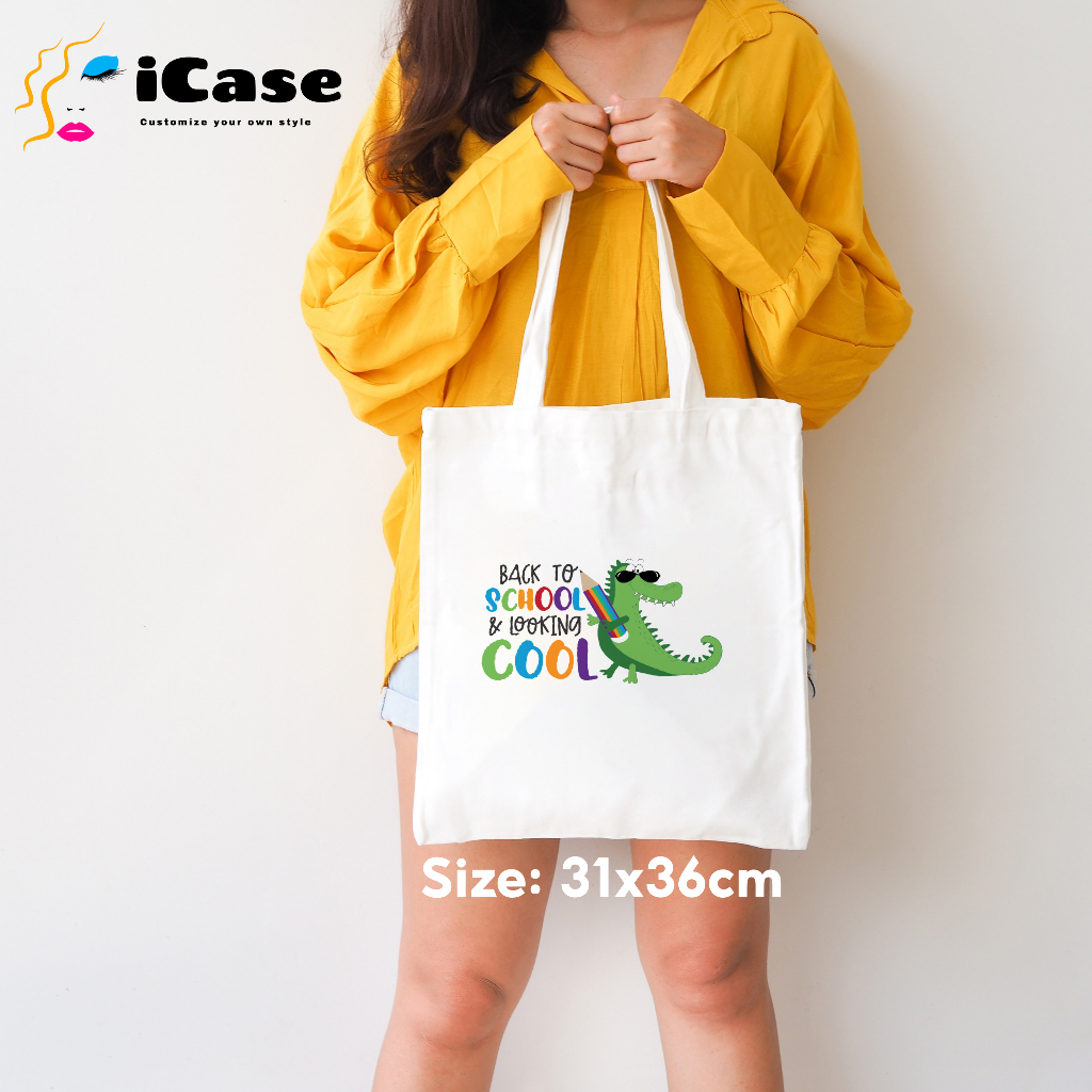 Túi vải canvas iCase In hình Back To SChool - Nhiều Size - Nhiều Màu