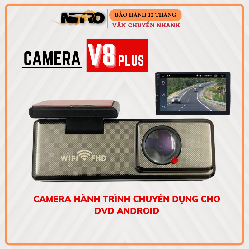 Camera hành trình ô tô V8 WIFI XETABON Full HD có kết nối điện thoại và màn hình ANDROID Bảo hành 1 năm