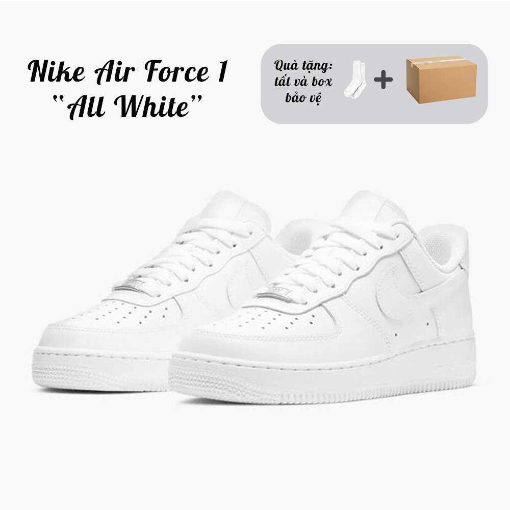 Giày_Nike Air Force 1 All White, giày af1 trắng full bill&box
