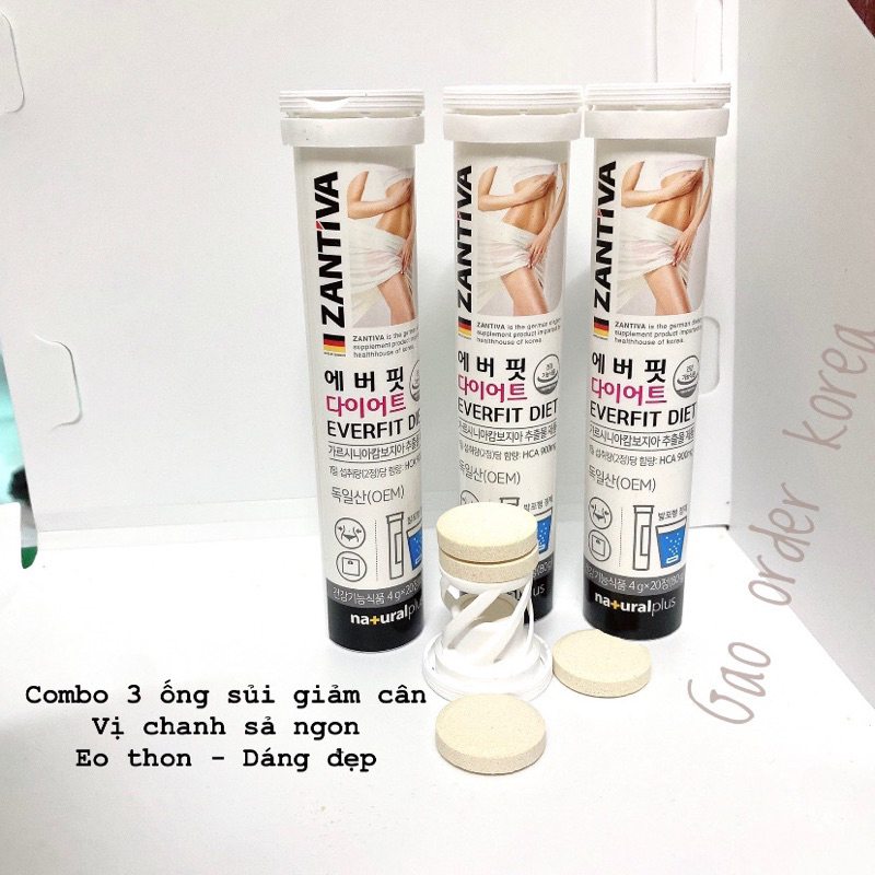 Combo 3 Ống Viên Sủi Giảm Cân Zantiva Hàn Quốc