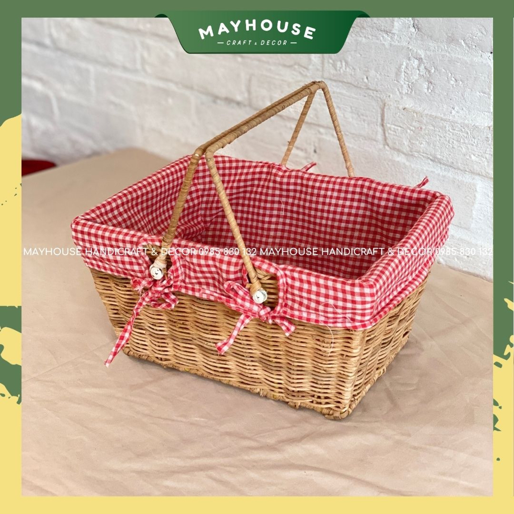 Giỏ mây tre đan kèm lót MAYHOUSE CRAFT&DECOR phụ kiện chụp ảnh decor trang trí nhà