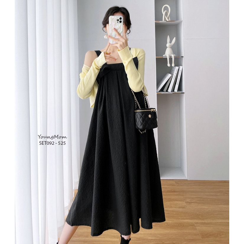 Set váy bầu kèm áo khoác SET092 hàng nhập cao cấp shop Young Mom