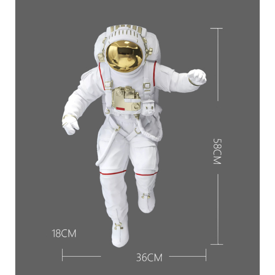 Mô hình decor trang trí tượng phi hành gia cầm bóng vàng treo tường cao cấp - 58cm