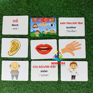 Flash Card Song Ngữ Anh Việt Chủ Đề Bản Thân Và Gia Đình Cho Bé - Thẻ Học Thông Minh Học Tiếng Anh