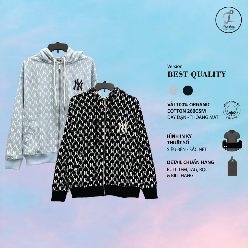 Hoodie Zip MLB Monogram Có Khóa kéo Vải cotton 100% (Free Ship) | BigBuy360 - bigbuy360.vn