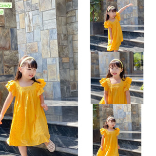 Váy thêu cánh tiên vàng sofia cao cấp