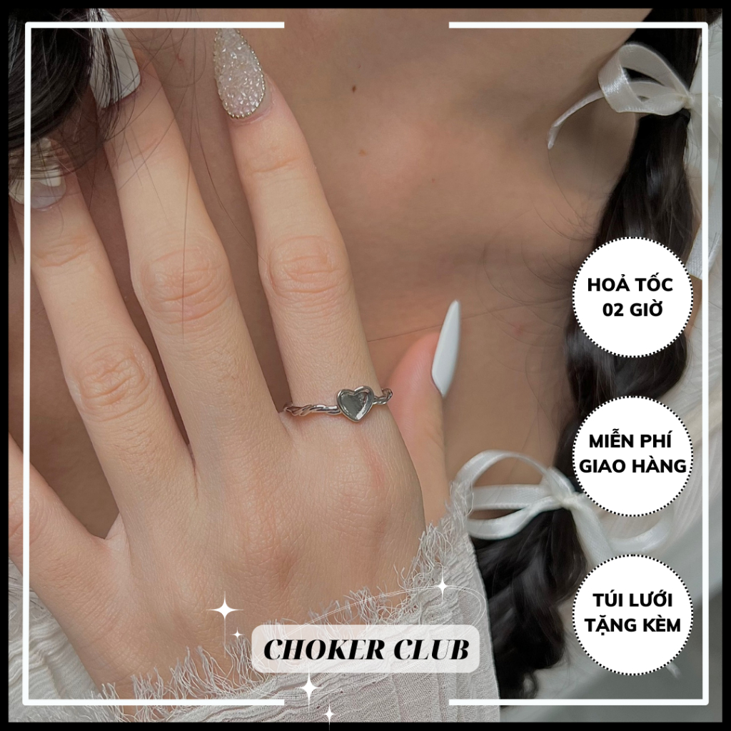 Nhẫn xoắn mặt trái tim R06 Choker Club